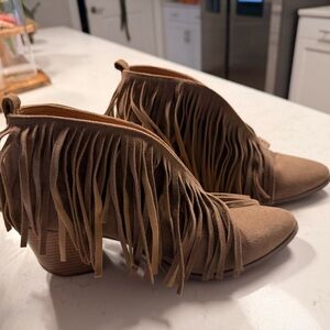 Fringe Tan Ankle Boots
